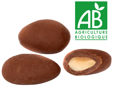 Almond and Nuts coated with chocolate - Organic milk chocolate covered almond